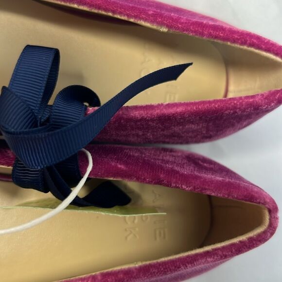 Janie and Jack 100048212 Velvet Bow Ballet Flat Burgundy Raspberry NWT - Picture 7 of 9